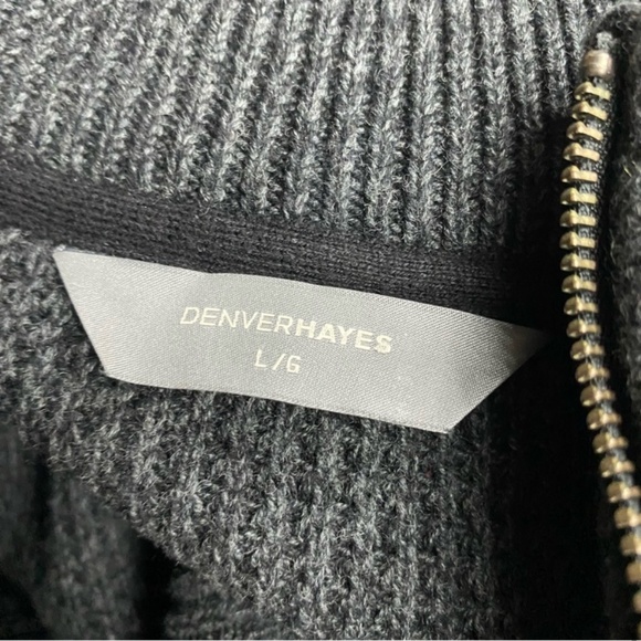 Denver Hayes Dark Grey Waffle Knit Full Zip Mock Neck Cardigan Sweater L - Picture 3 of 16